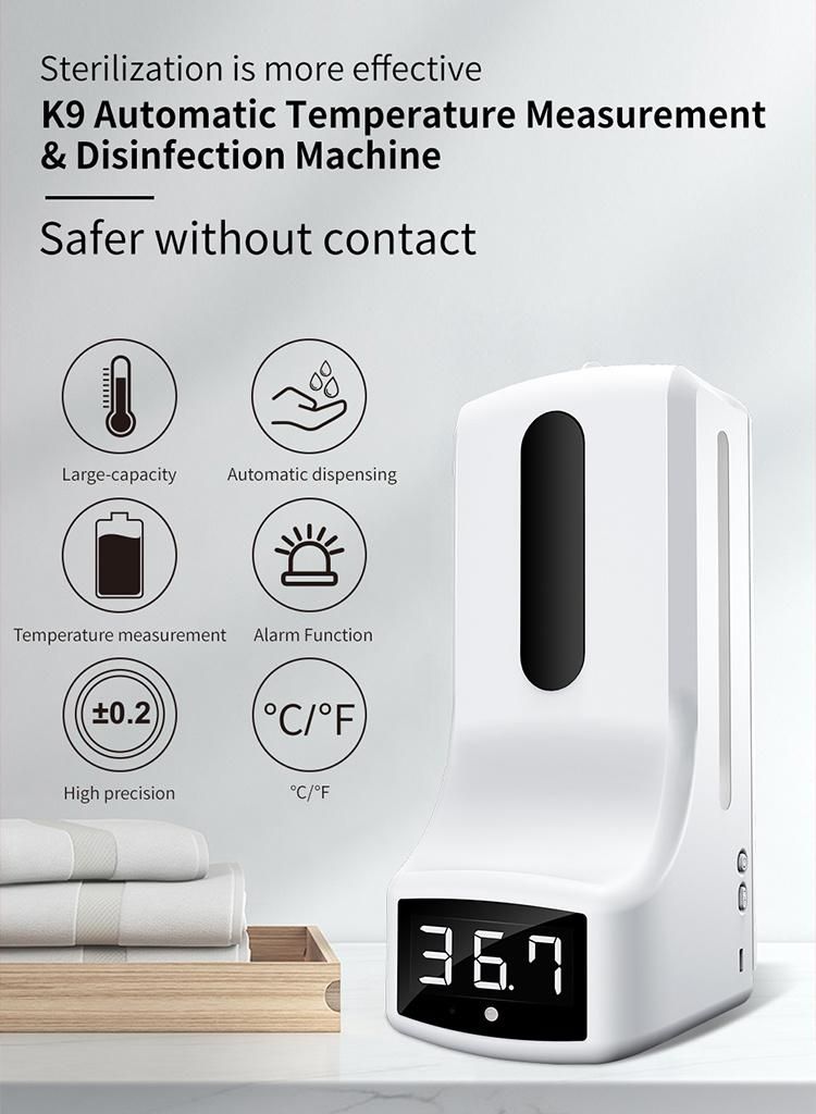 Automatic Hand Sanitizer Alcohol Disinfection Soap Dispenser Thermometer