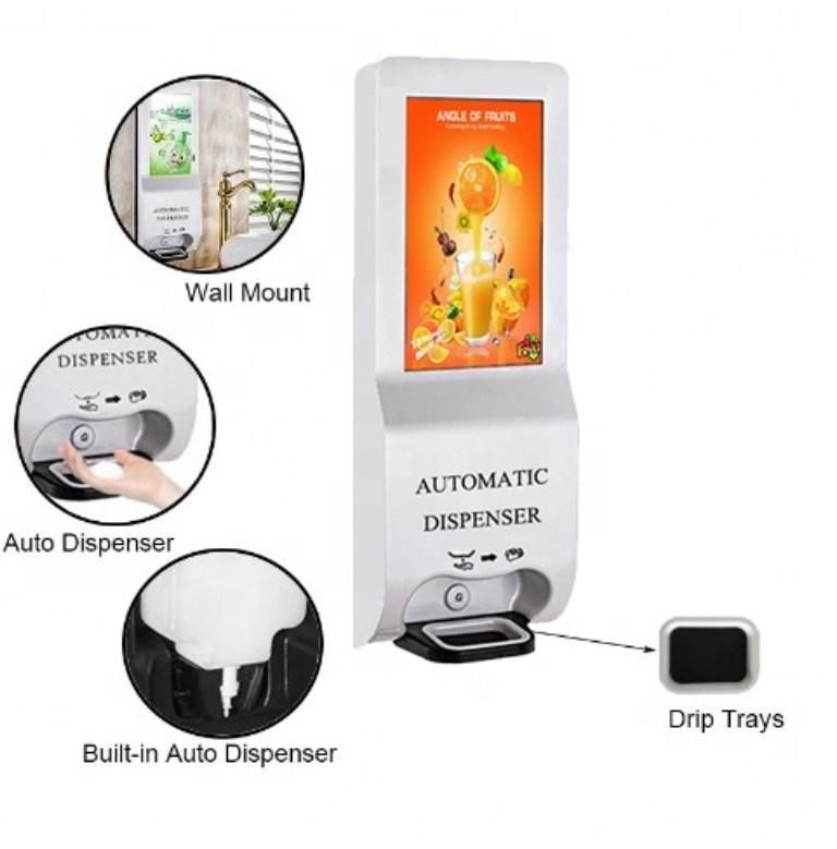 21.5 Inch Stand Alone Uline Touchless Digital Signage Hand Pump Sanitizer Dispenser