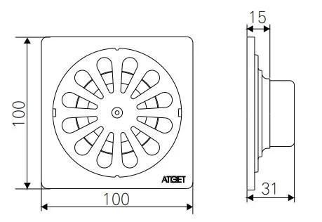 Pd-3378 Bathroom Accessories 100mm*100mm Stainless Steel Floor Drain