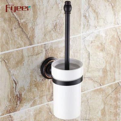 Fyeer Black Series Bathroom Fittings Brass Toilet Brush Holder
