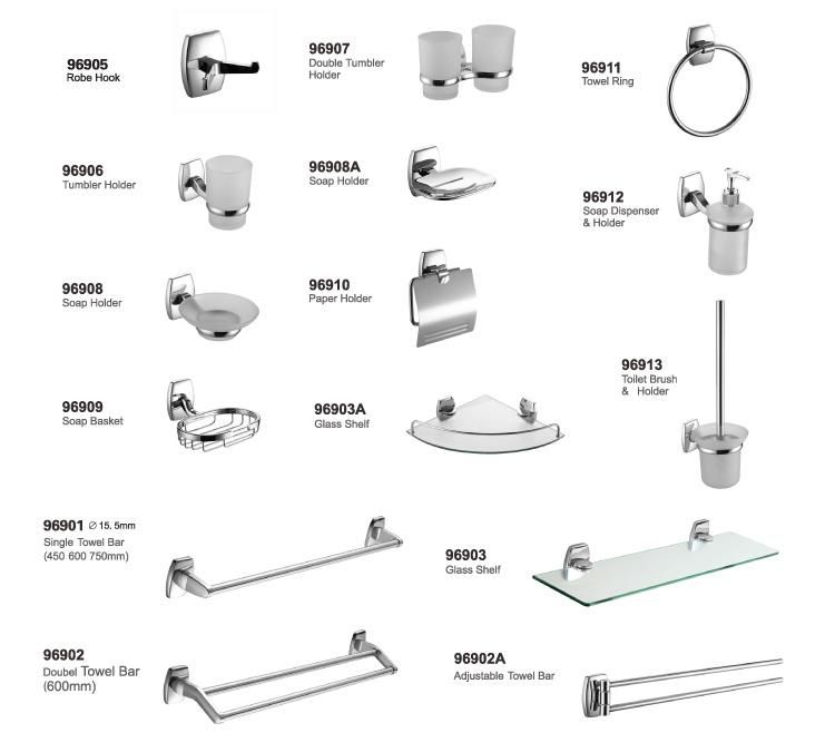 Bathroom Accessory Sets Towel Rack Soap Dish Tissue Holder Cheap Sample Available Chrome Hotel Washroom Toilet Accessories 6 Piece Bathroom Towel Racks