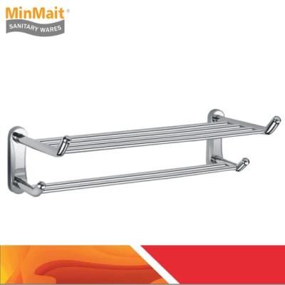 Stainless Steel Double Towel Rack with Hooks Mx-Tr04-108