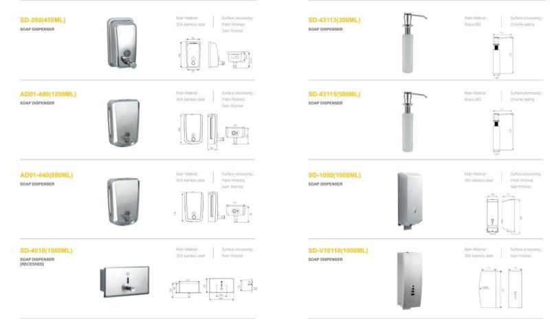 Modern Hand Pump Wall Mount Shower Bathroom Soap Dispensers