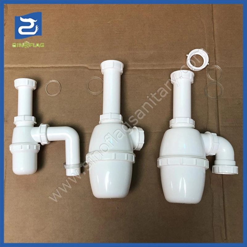 1.1/2*DN40 Plastic White Sink Siphon Bottle Trap with Elbow