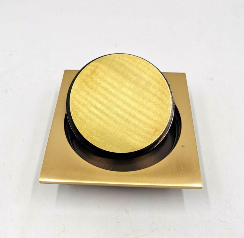 Brass Imitating Gold Round Shower Drain 4 Inch