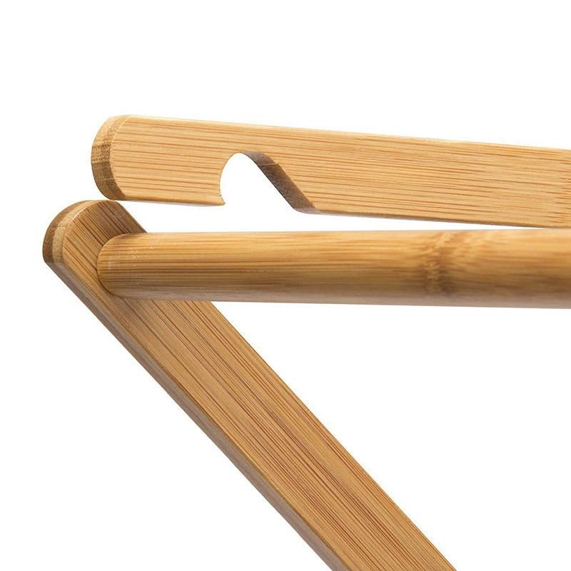 Natural Bamboo Foldable Towel Rack with Shelf for Bathroom