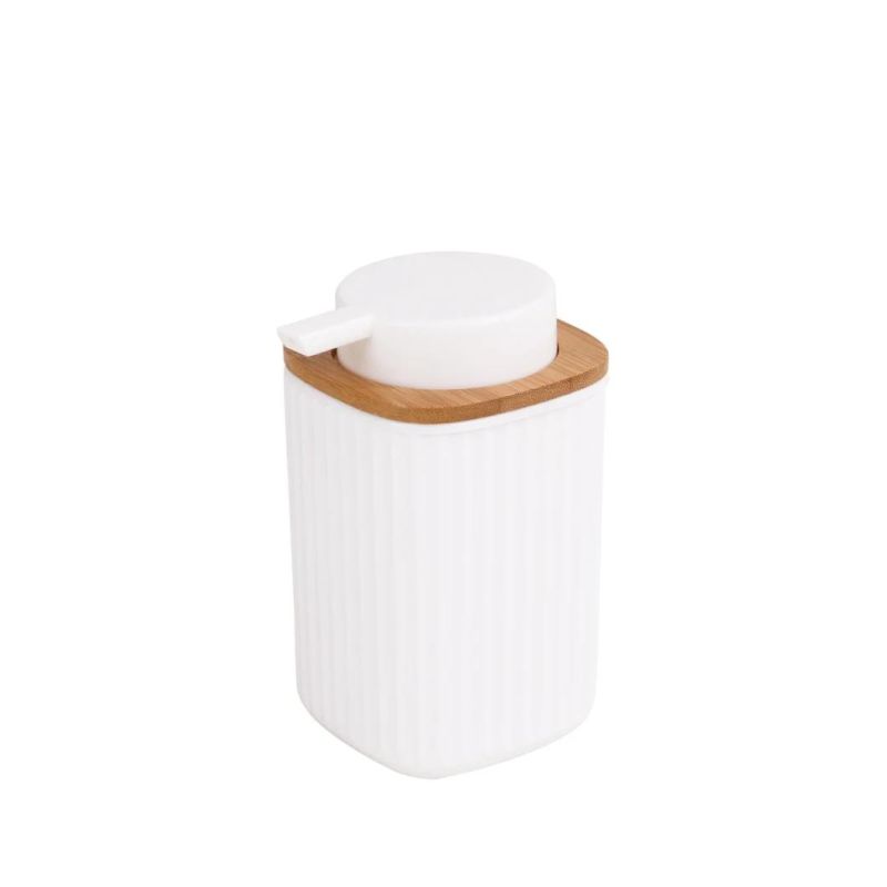 Eco-Friendly Six-Pieces Household White Bamboo and Plastic Hotel Bathroom Accessories