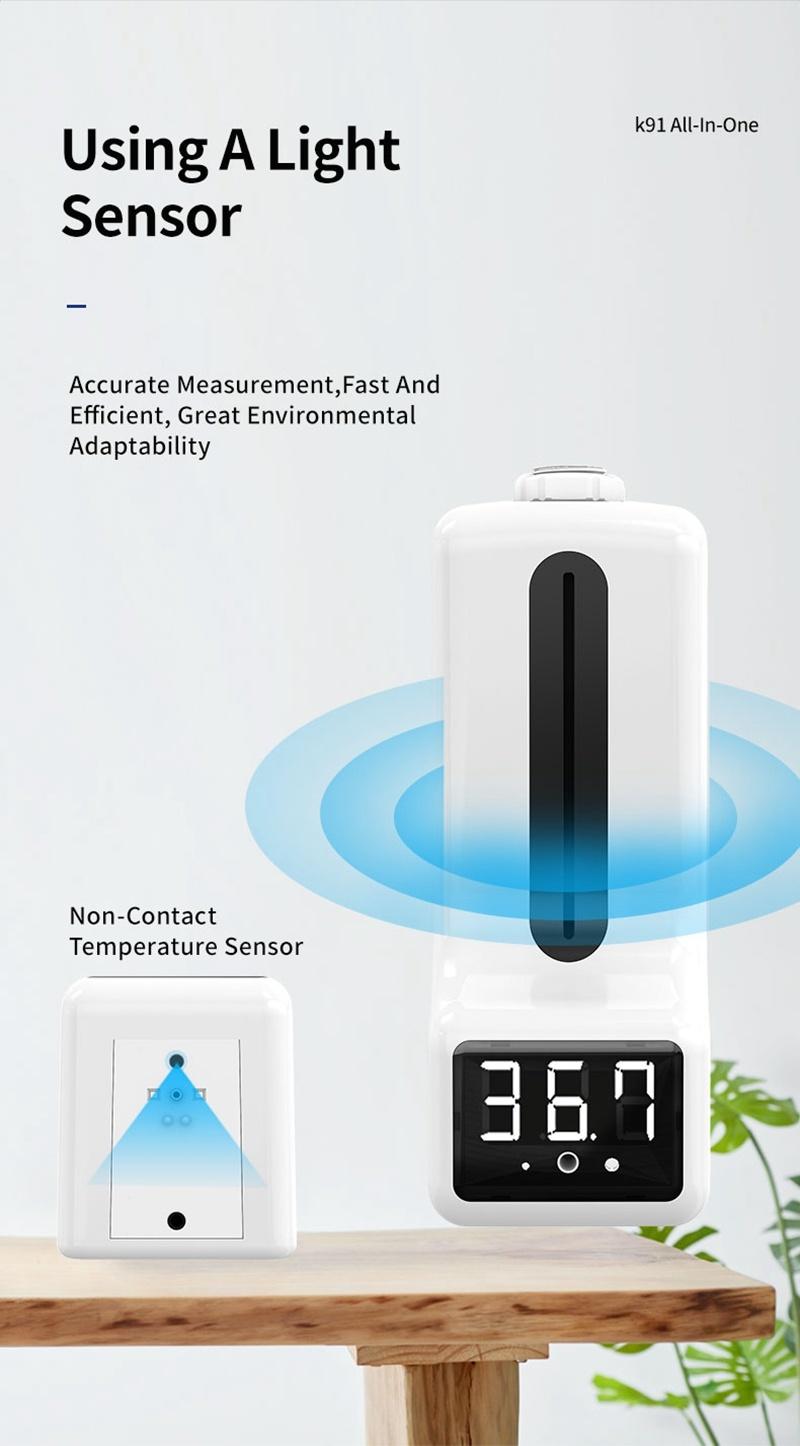 New Style 2 in 1 Temperature Measurement&UV Disinfection Machine K9 Style Sensor Hand Sanitizer Dispenser for Public and Home Use