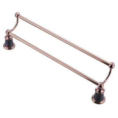 Yundoom OEM Hot Sale Bathroom Accessory Towel Rack 2 Pole Rose Gold Luxurious Style Towel Rail Wall Mounted Brass Metal High Quality Rack