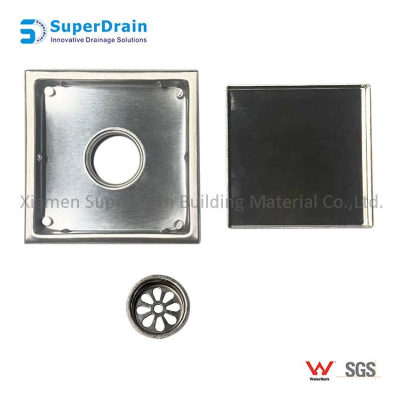Square Tile Insert SS304 Drain Kits with Watermark Report