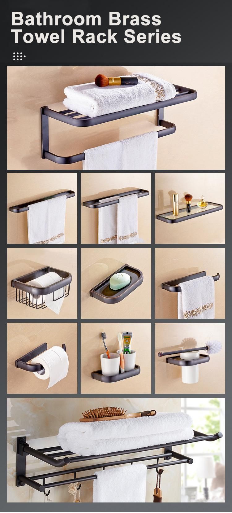 Hotel Matte Black Bathroom Modern European Wall Mounted Brass Hotel Towel Rack