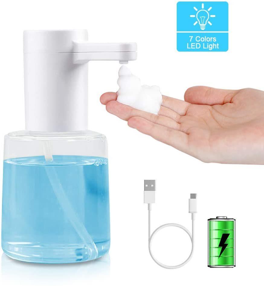 Touchless Soap Dispenser, 450ml Automatic Foaming Soap Dispenser with RGB Colorful Light, Auto Soap Dispenser for Bathroom Kitchen Toilet Office Hotel