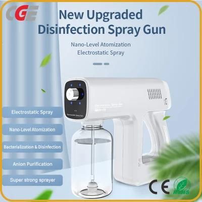 Electrostatic Wireless Nano Sprayer Machine Blue Light Alcohol Disinfection Nano Spry Gun