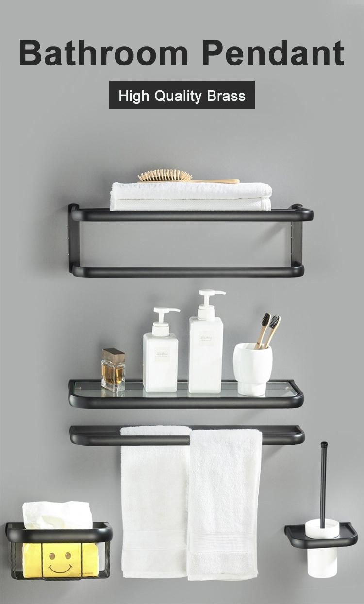Hotel Matte Black Bathroom Modern European Wall Mounted Brass Hotel Towel Rack