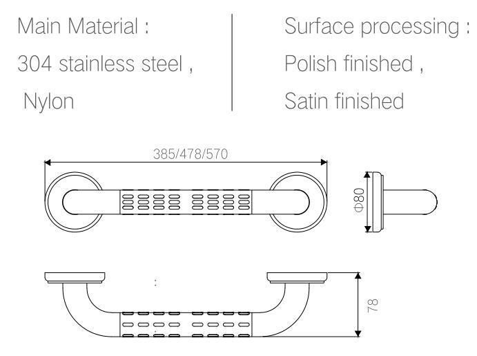 304 Stainless Steel with Nylon Safety Handrail for Hospital Safety Grab Bar for Disabled Accessible Toilet
