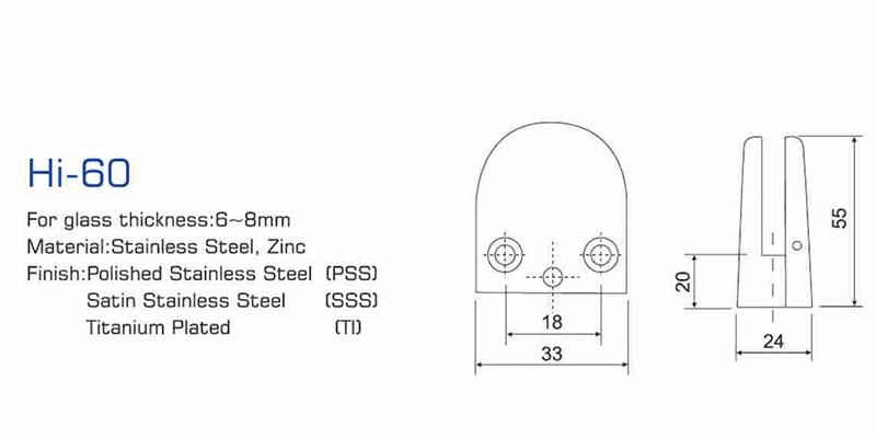 Hi-60 for 6-8cm Zinc Alloy Reliable Supplier Glass Door Hinge Glip