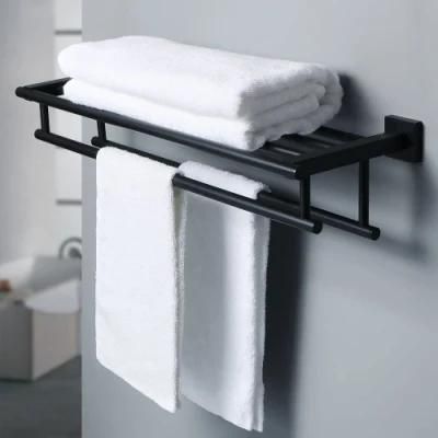 Stainless Steel Matt Black Towel Rack Three-Layer Towel Holder Towel Shelf Bathroom Rack