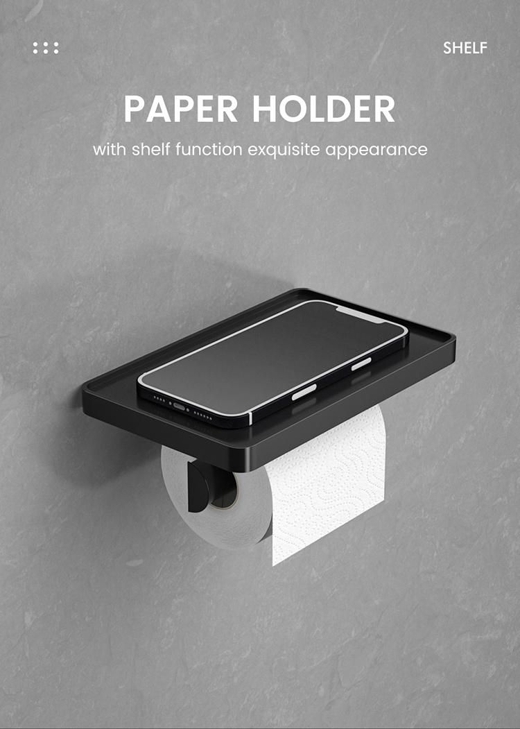 Saige ABS Plastic Wall Mounted Tissue Roll Paper Holder with Phone Shelf