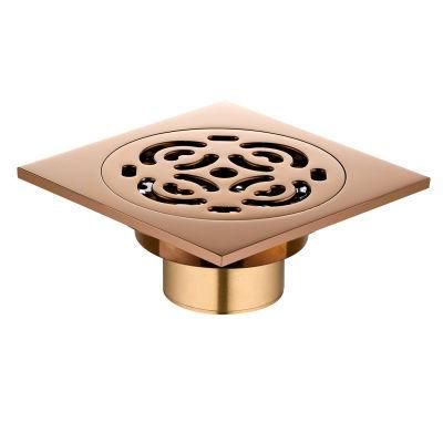 Large Floor Drain Rose Gold Brass Floor Drain Anti-Odor Drain