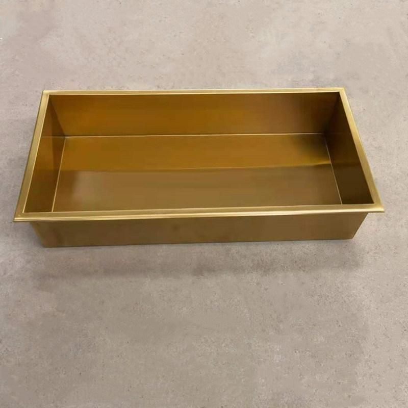 PVD Brushed Gold Shower Niche Rectangular 304 Stainless Steel Bathroom Shower Shelf