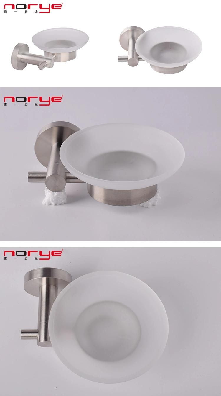 Luxury High Quality Wall Mounted Mirror Finishing SS304 Stainless Steel Bathroom Accessories Set Glass Soap Dish Holder