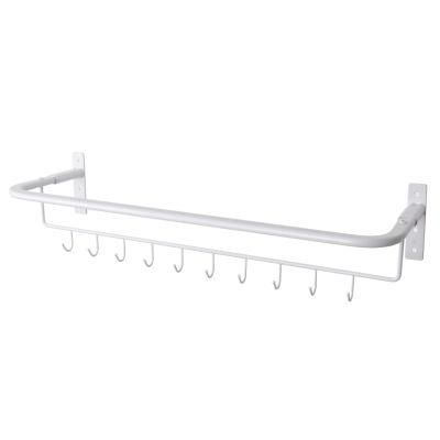 Metal White Towel Rack with 10 Hooks for Wall Mounted