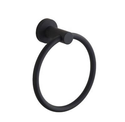 Exported Zinc Matt Black Wall Mounted Bathroom Towel Ring (NC530125)