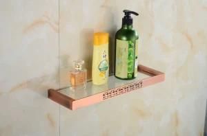 Full Brass Wall Mounted Glass Shelf