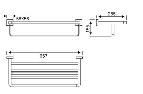 High Quality Stainless Steel Bathroom Matt Black Towel Rack for Hotel