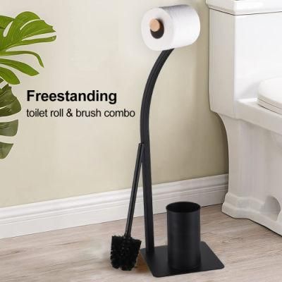 Eco Stylish Bathroom Multifunction Metal Toilet Brush Cleaning with Paper Holder