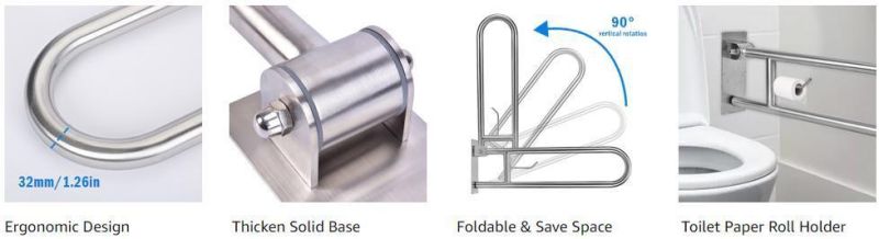 Handicap Grab Bars for Bathroom Toilet Safety Rails Flip up Grab Bar