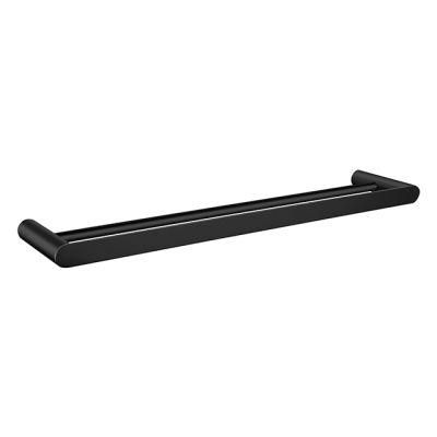 High Quality Matt Black Brass Wall Mounted Bathroom Accessories Double Towel Bar (NC5609-MB)