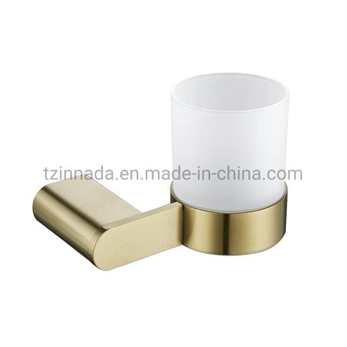 Modern Wall-Mounted SUS304 Brushed Gold Bathroom Tumbler Holder (NC6002G)