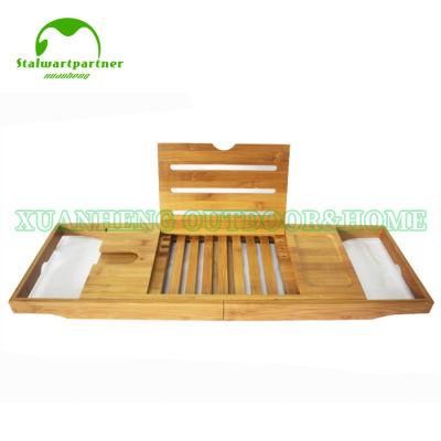 Bamboo Bathtub Caddy Tray with Waterproof