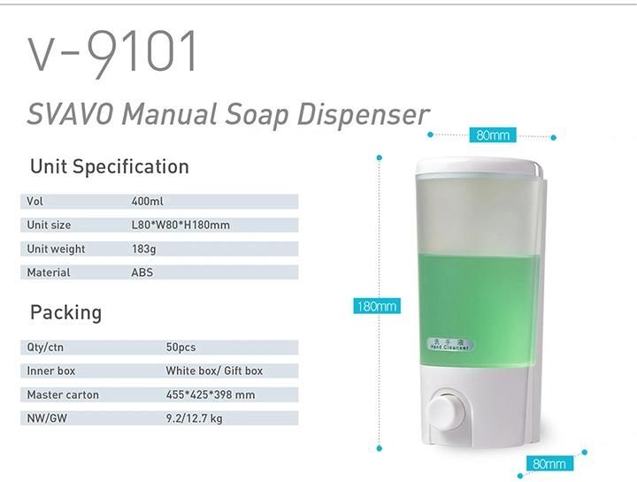 Bathroom Hygiene Manual Plastic Soap Dispenser V-9101