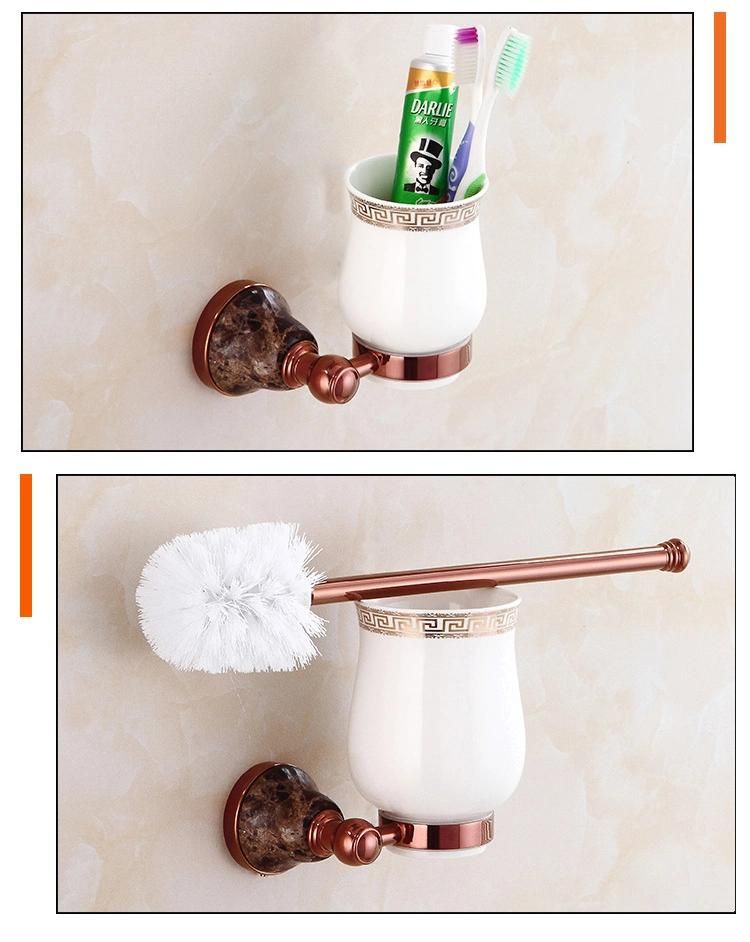Wall Mounted Polished Rose Marble Decorate Elegant Hotel Metal Towel Rack