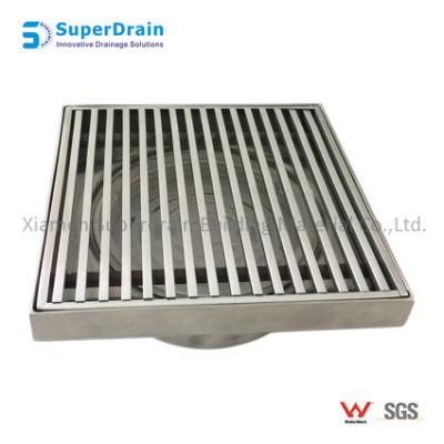 Rectangle SUS Shower Drain with Removable Grill Cover