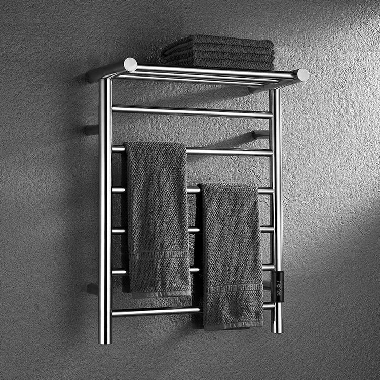 Kaiiy Intelligent Temperature Control Wall Mount Electric Towel Warmer Heated Towel Rack with Shelf