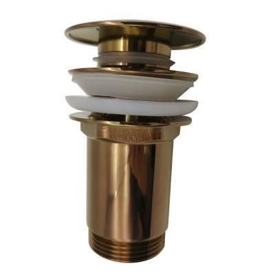 Golden Brass Mushroom Wash Basin Drainer 1&quot;1/4 Pop up Waste Clic-Clac with Overflow/ (ND524-G)
