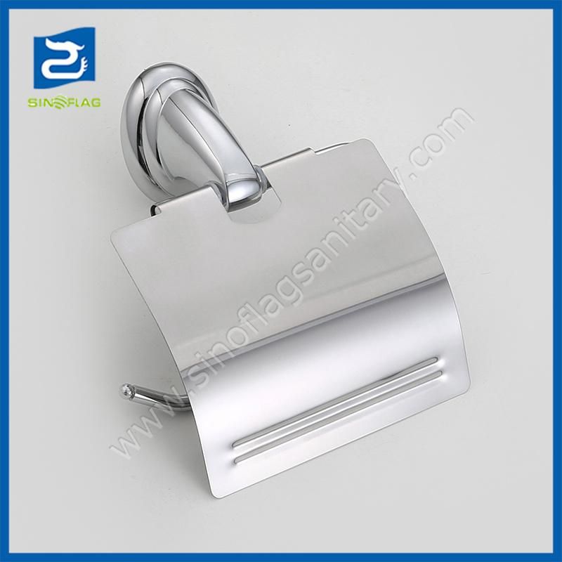 Bathroom Accessory Zinc Alloy Chrome Plated Toilet Paper Roll Holder with Lid