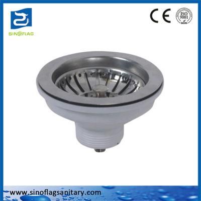 Cheap Stainless Steel Sink Basket Strainer Waste Drain with White Plastic Body