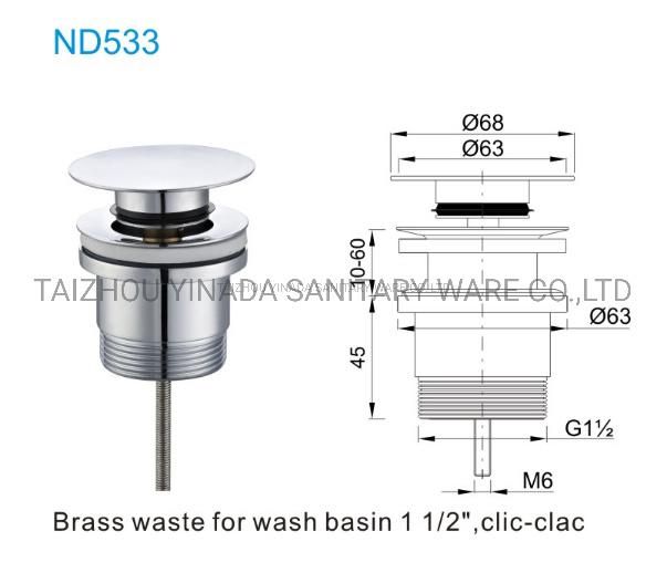 1"1/2 Wash Basin Clic-Clac Waste with Screw bathroom Sink Drain Waste Pop up Basin Waste ND533