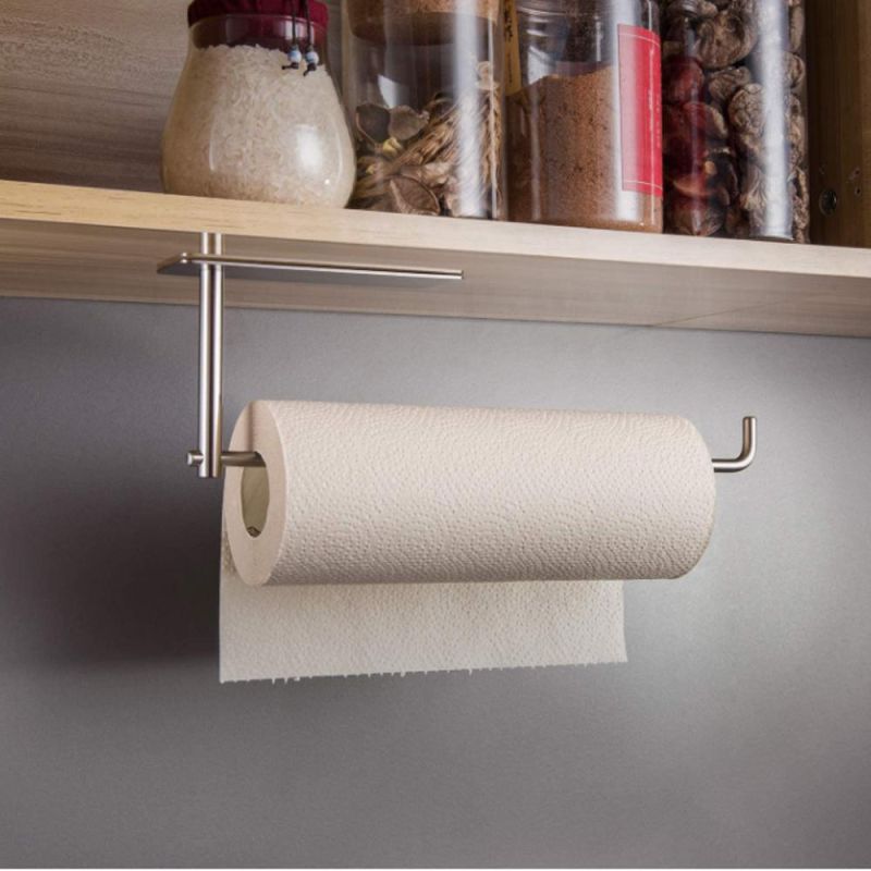 Paper Towel Holder Under Kitchen Cabinet Self Adhesive Towel Paper Holder Stick on Wall SUS304 Stainless Steel