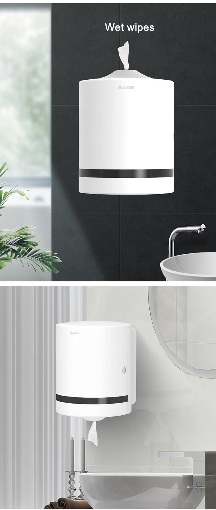 Saige High Quality Plastic Wall Mounted Lockable Jumbo Toilet Tissue Paper Dispenser Black
