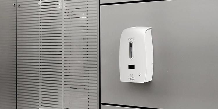 Wall Mounted Battery Operated Touchless Automatic Spray Alcohol Hand Sanitizer Dispenser with Thermometer Buzzer for Hospital
