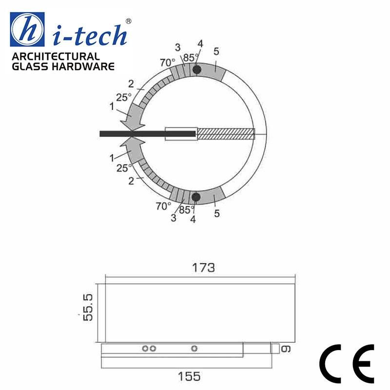 Hi-663 80kgs Stainless Steel Glass Hardware Hydraulic Bottom Patch Floor Spring