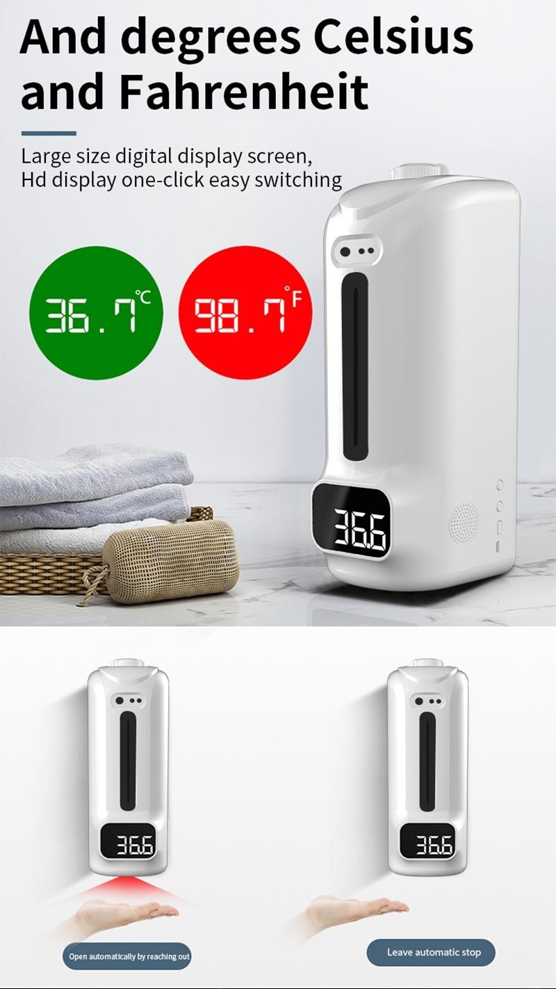 Multifunction 1000ml Big Capacity UV Disinfection Machine Sensor Temperature Measurement Full Automatic Foam Soap Dispenser with Alarm Function