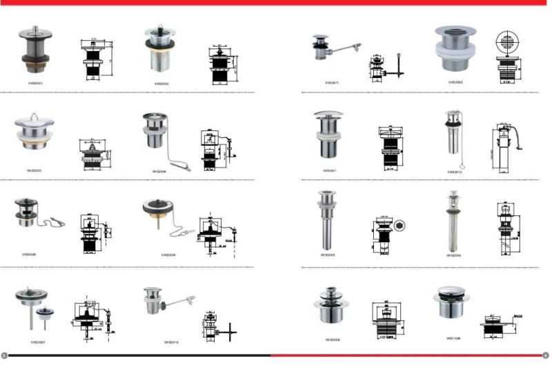 Plumbing Fitting Brass Click Clack Bath Drainer Waste Sanitary Ware