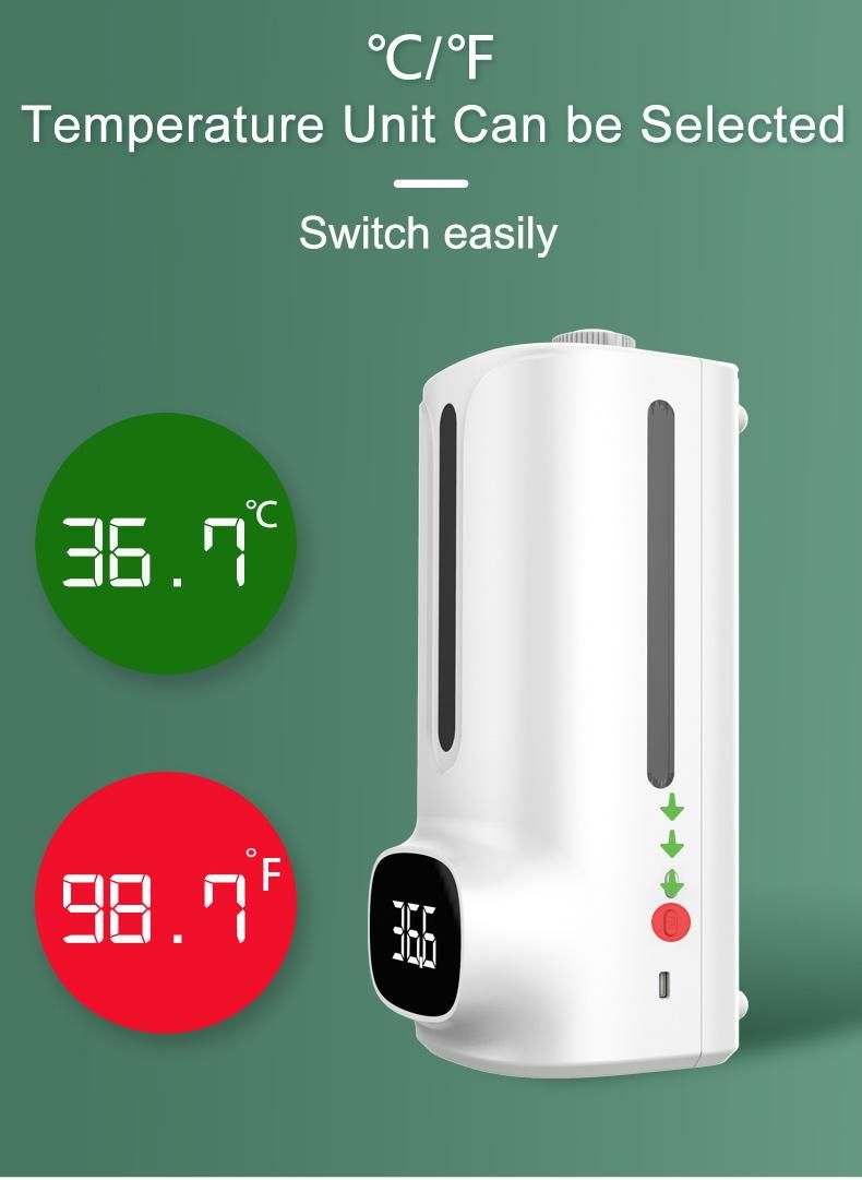 Hot Sale K9 PRO Plus 2-in-1 Thermometer Automatic Dispenser Sensor Thermometer Liquid Soap Alcohol Dispenser K9 PRO Plus