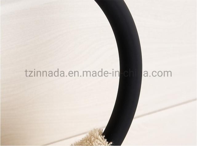 Matt Black Zinc Wall Mounted Bathroom Towel Ring (NC530125)